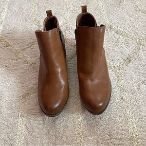 Dunes Caramel Brown Leather Ankle Boots